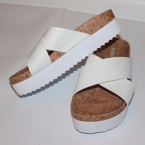 H&M White Platform Slide Sandals